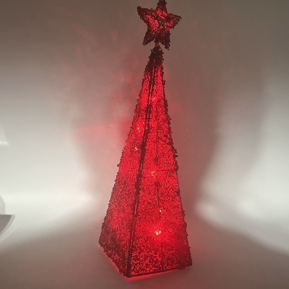 Red Majestic Lighted Tree in Box Battery Operated NEW Avon TESTED